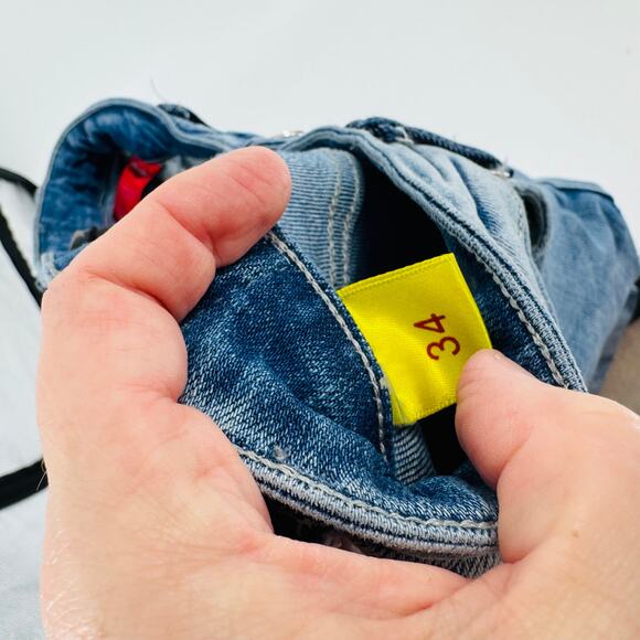 Pheelings Jeans Men’s 34 Blue Denim Skinny Fit Rainbow Gothic Logo Embroidered - Picture 11 of 12